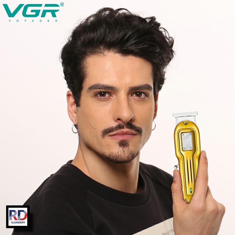 V-919 - Professional electric hair clipper for men, cordless, rechargeable, golden, with 3 guide combs — image 4
