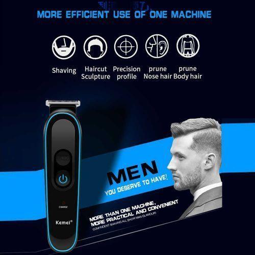 Kemei KM-690 professional rechargeable electric hair clipper 5 in 1 - Black blue — image 2