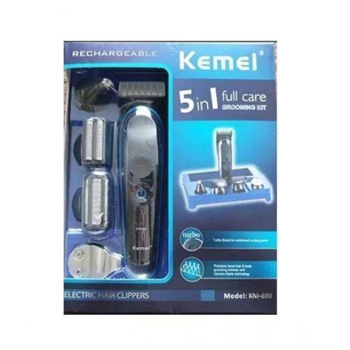 Kemei KM-690 professional rechargeable electric hair clipper 5 in 1 - Black blue — image 3