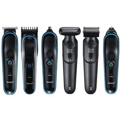Kemei KM-690 professional rechargeable electric hair clipper 5 in 1 - Black blue — image 5