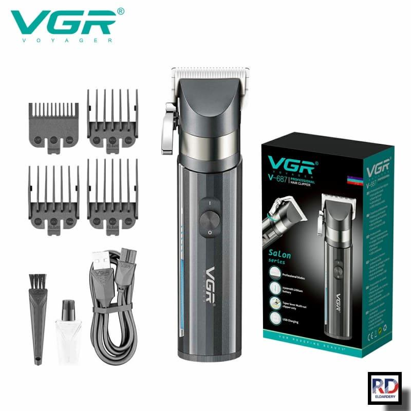 V-687 - Professional electric hair clipper from VGR, rechargeable, cordless, with 4 comb attachments, for men — image 2