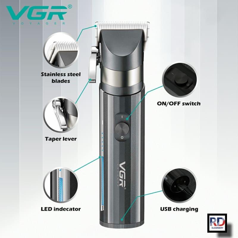 V-687 - Professional electric hair clipper from VGR, rechargeable, cordless, with 4 comb attachments, for men