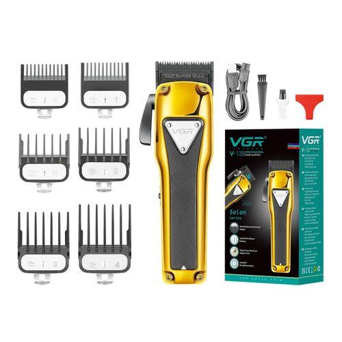 V-135 - Professional electric hair clipper for men, rechargeable, golden color, 6 heads, 2500mAh lithium battery — image 3