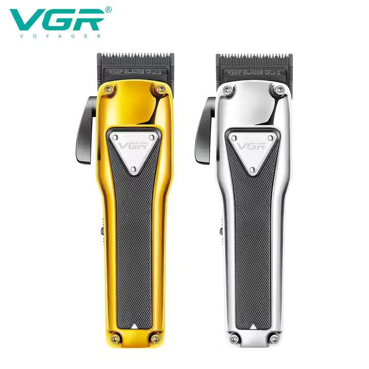V-135 - Professional electric hair clipper for men, rechargeable, golden color, 6 heads, 2500mAh lithium battery