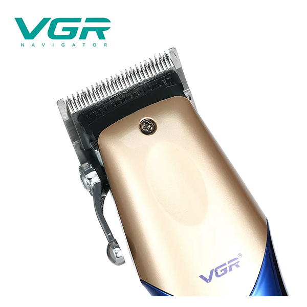 V-162 - Professional electric hair clipper for men from VGR, rechargeable, gold/blue, 6 combs — image 4