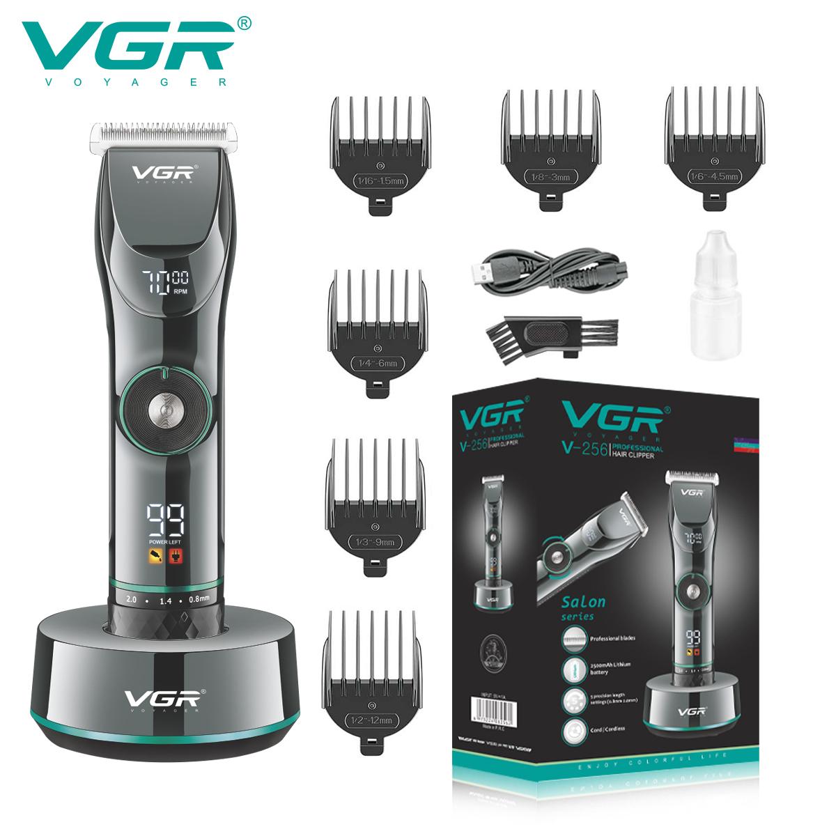 V-256 - Professional rechargeable electric hair clipper for men from VGR - Black - 6 cutting combs — image 3