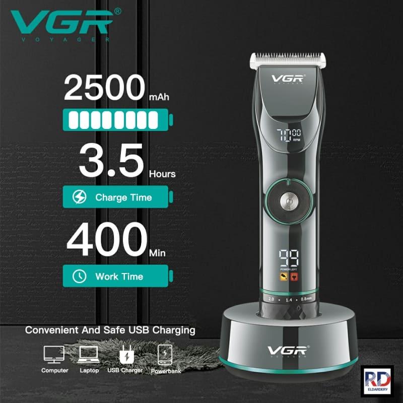 V-256 - Professional rechargeable electric hair clipper for men from VGR - Black - 6 cutting combs — image 5