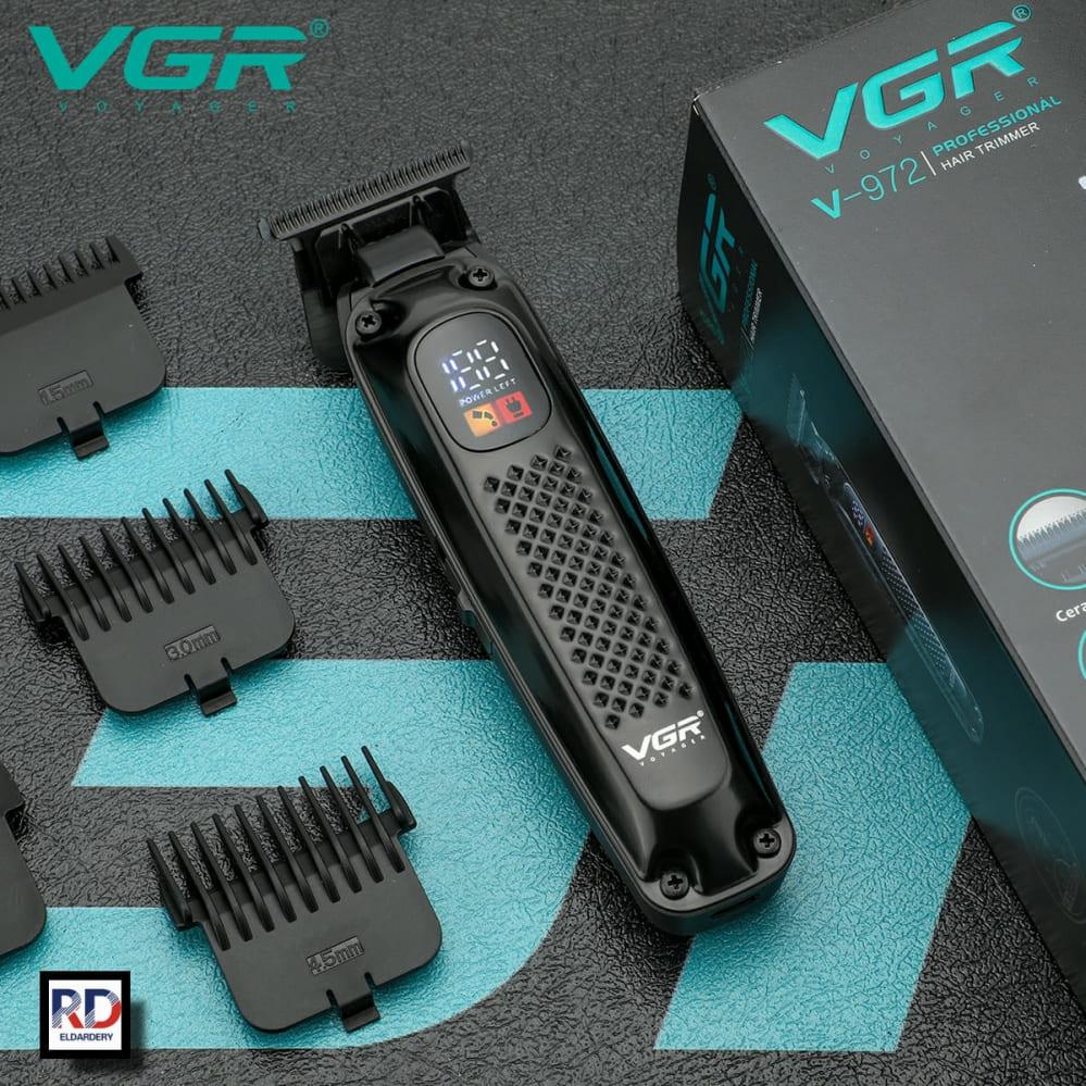 VGR v-972 ماكينة حلاقة كهربائية للرجال - احترافية وقابلة للشحن مع رؤوس متعددة