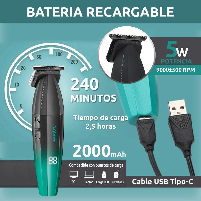 V-906 Professional Electric Hair Clipper for Men by VGR - DLC Blades, Fast USB-C Charging, 2000 mAh Lithium Ion Battery — image 3