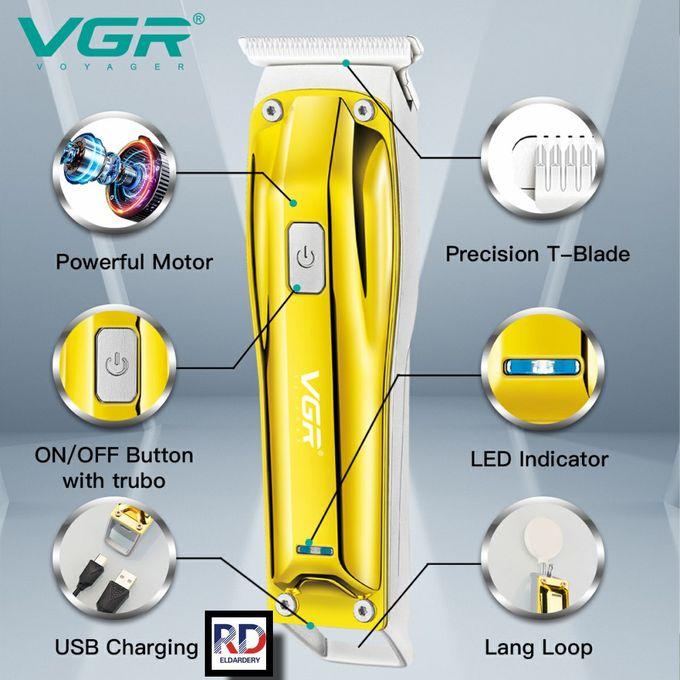 V-955 - Professional Electric Hair Clipper for Men by VGR, Stainless Steel Blades, Rechargeable, 3 Combs, Gold