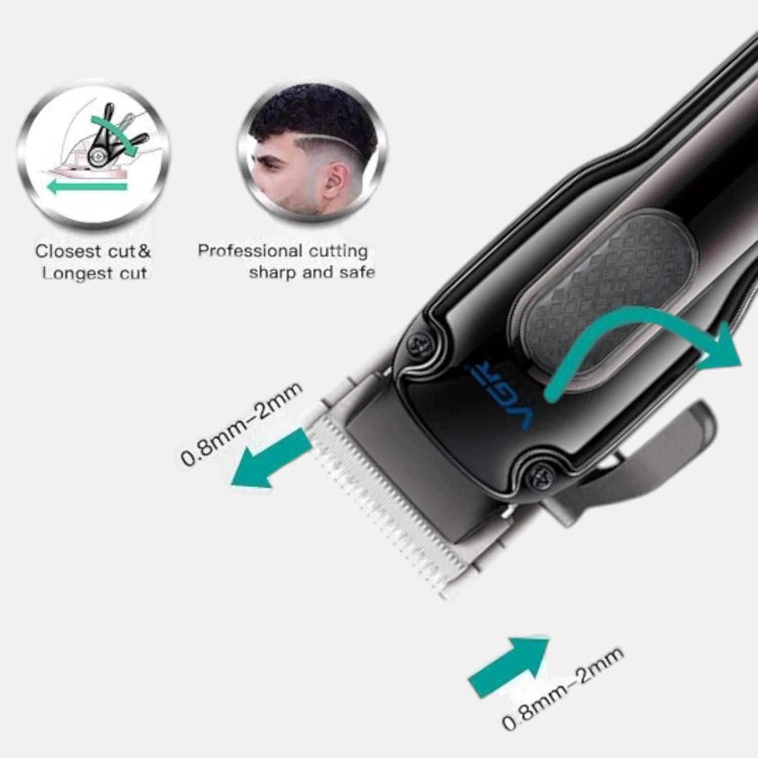 VGR V-013 Professional Electric Hair Clipper for Men - Rechargeable, with Stainless Steel Blades, 12 Length Settings, LED Display — image 4