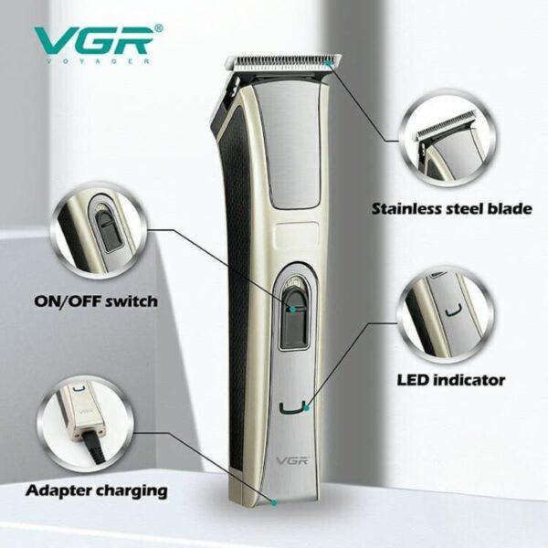 V-211 - Professional Electric Hair Clipper for Men by VGR, Rechargeable, with 4 Combs