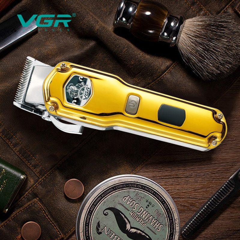 V-693 - Professional Electric Hair Clipper for Men by VGR, Rechargeable, Gold Color, 6 Guide Combs — image 2