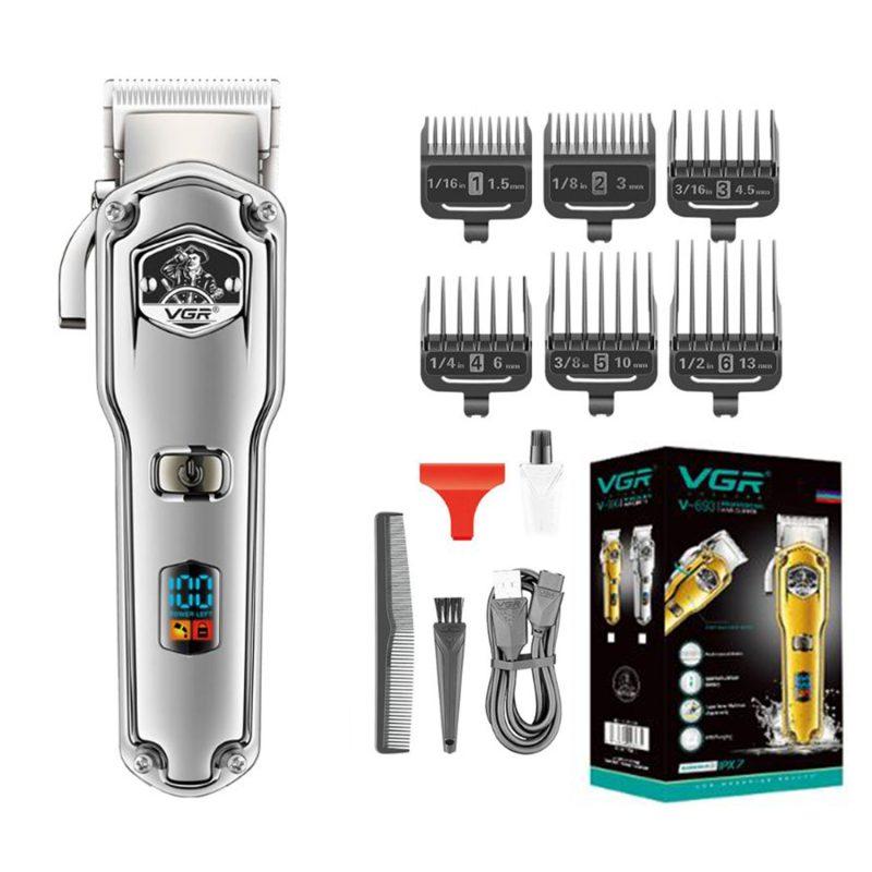 V-693 - Professional Electric Hair Clipper for Men by VGR, Rechargeable, Gold Color, 6 Guide Combs — image 4