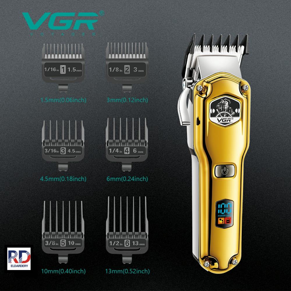 V-693 - Professional Electric Hair Clipper for Men by VGR, Rechargeable, Gold Color, 6 Guide Combs — image 5