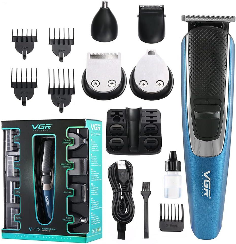 V-172 - Professional Electric Hair Clipper for Men Rechargeable by VGR - Multi-Purpose with 5 Heads — image 3
