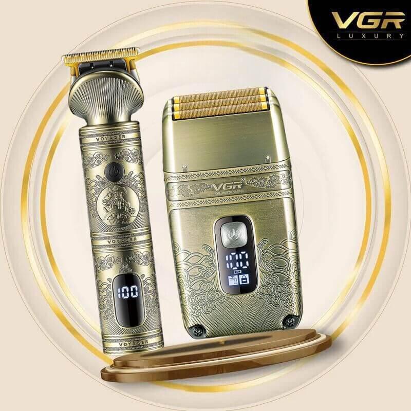 V-649 - Professional Electric Hair Clipper for Men by VGR - Rechargeable, Gold Color, V-649 Model