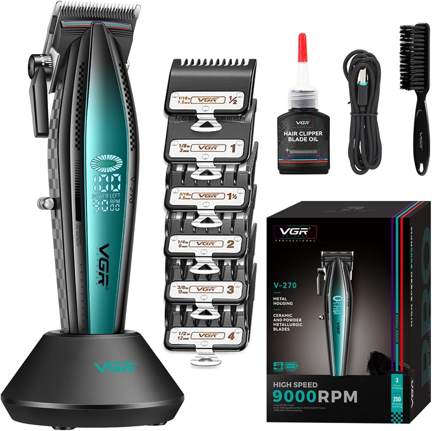 V-270 - Professional Electric Hair Clipper for Men by VGR - Black - Ceramic Metal Blades - 9000 RPM Speed - 2500MAH Lithium Ion Battery — image 5