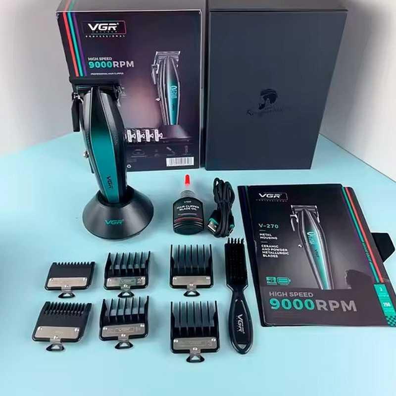 V-270 - Professional Electric Hair Clipper for Men by VGR - Black - Ceramic Metal Blades - 9000 RPM Speed - 2500MAH Lithium Ion Battery