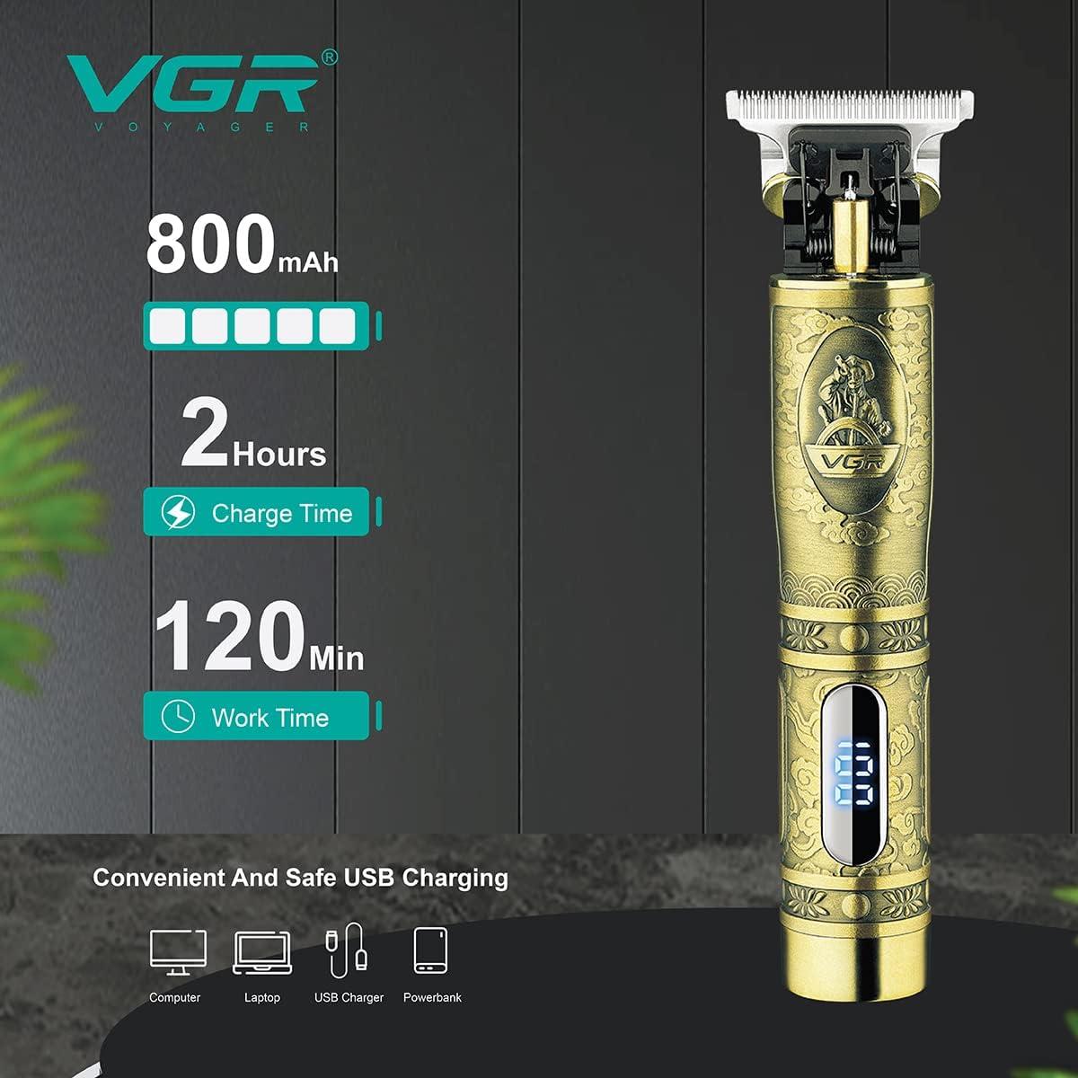 V-091 - Professional Electric Hair Clipper Rechargeable for Men by VGR - Gold — image 5