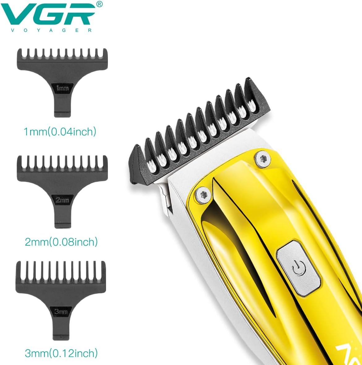 V-956 - Professional Electric Hair Clipper for Men by VGR, LED Display, Rechargeable, Stainless Steel Blades, with 3 Combs, Gold — image 3