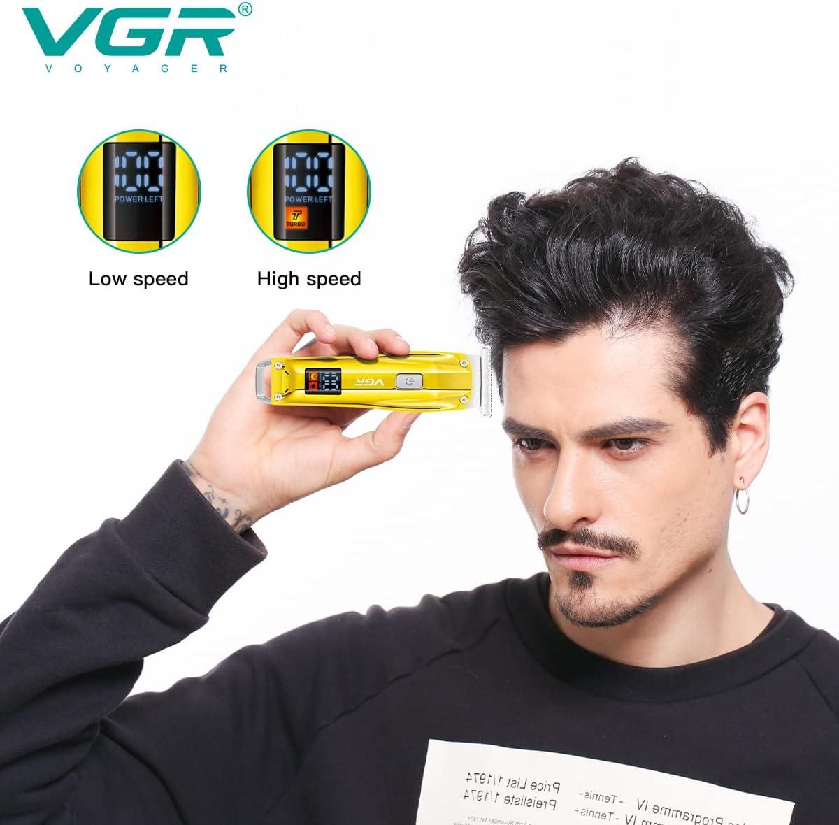V-956 - Professional Electric Hair Clipper for Men by VGR, LED Display, Rechargeable, Stainless Steel Blades, with 3 Combs, Gold — image 5