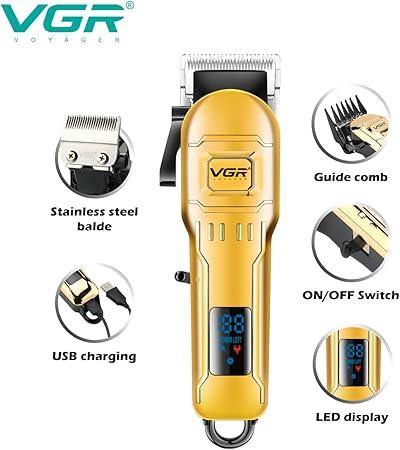 V-268 - Professional Electric Hair Clipper for Men from VGR - Rechargeable, Wireless, Stainless Steel Blades — image 4
