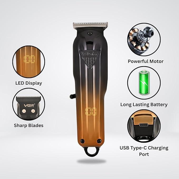 V-646 - Professional Electric Hair Clipper for Men from VGR - Rechargeable, Water Resistant, LED Screen — image 3