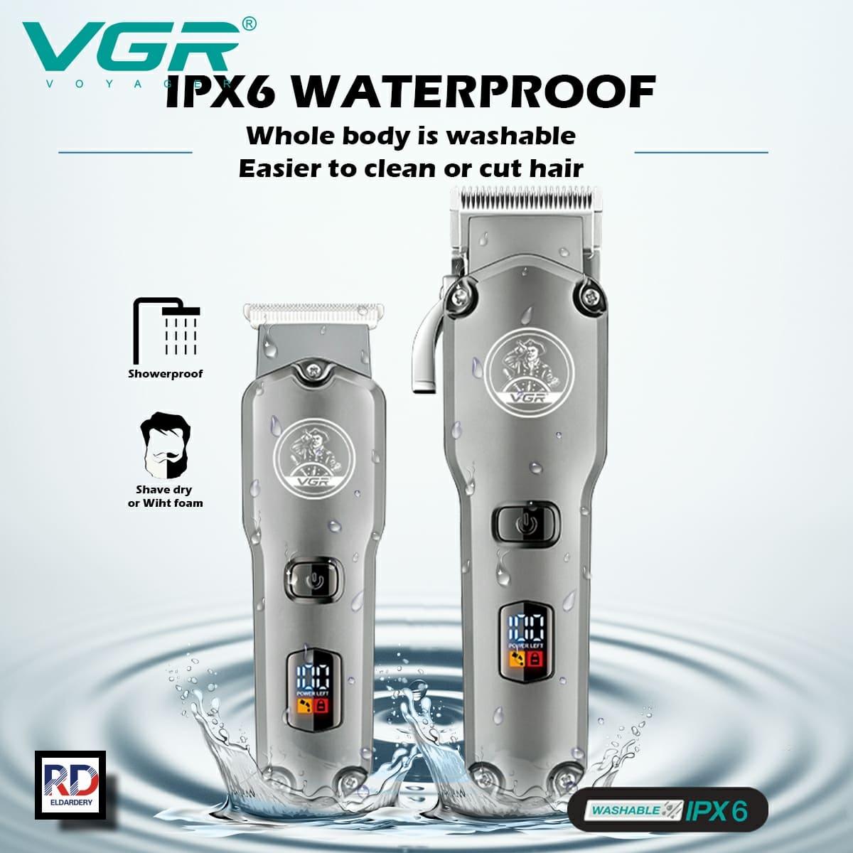 V-675 - Professional Electric Hair Clipper for Men Rechargeable from VGR - 2 Cutting Heads - Reciprocating - 250 Minutes of Use - LED Screen - Metal Frame