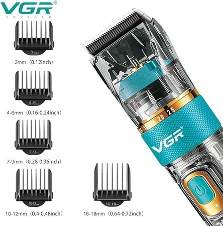 V-695 - Professional Electric Hair Clipper for Men Rechargeable from VGR - Ceramic Blade - 5 Guide Combs — image 4