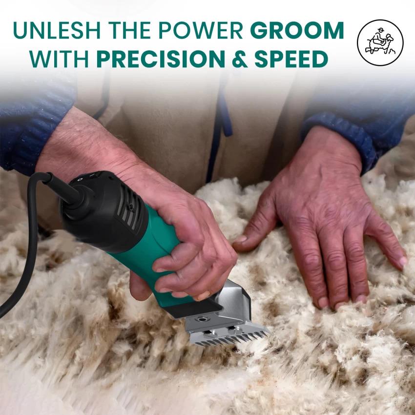  VGR V-816 Professional Sheep and Goat Wool Shearing Clipper - High-Performance Animal Care Tool in Green