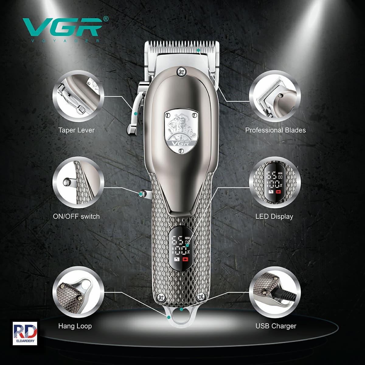 V-276 - Professional Electric Hair Clipper for Men from VGR - Rechargeable, Gray Color, 2500 mAh Battery Capacity