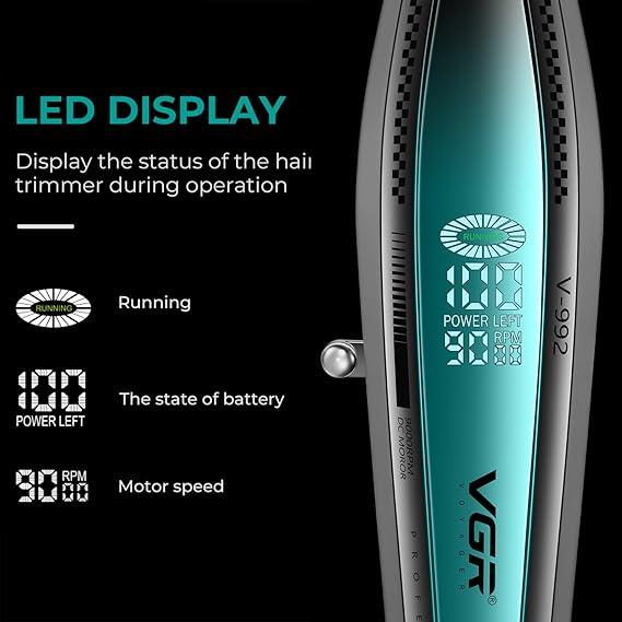 V-992 - Professional Electric Hair Clipper for Men, Rechargeable, Advanced Technology, Ceramic Blade and Metal Powder, 3 Guide Combs (1/2/3 mm), Cutting Range: 0.1-3 mm — image 4