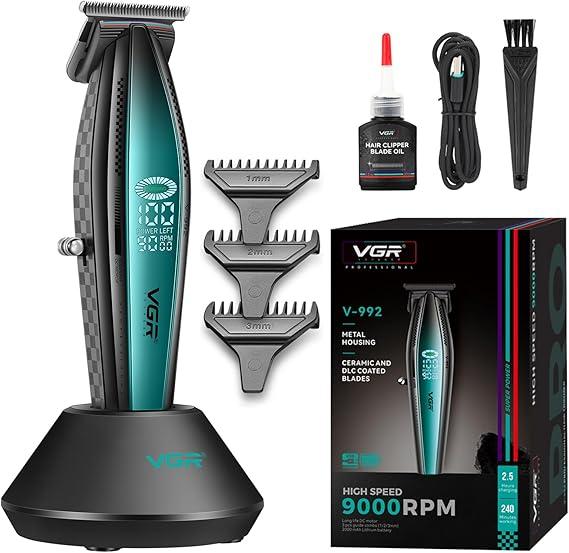 V-992 - Professional Electric Hair Clipper for Men, Rechargeable, Advanced Technology, Ceramic Blade and Metal Powder, 3 Guide Combs (1/2/3 mm), Cutting Range: 0.1-3 mm