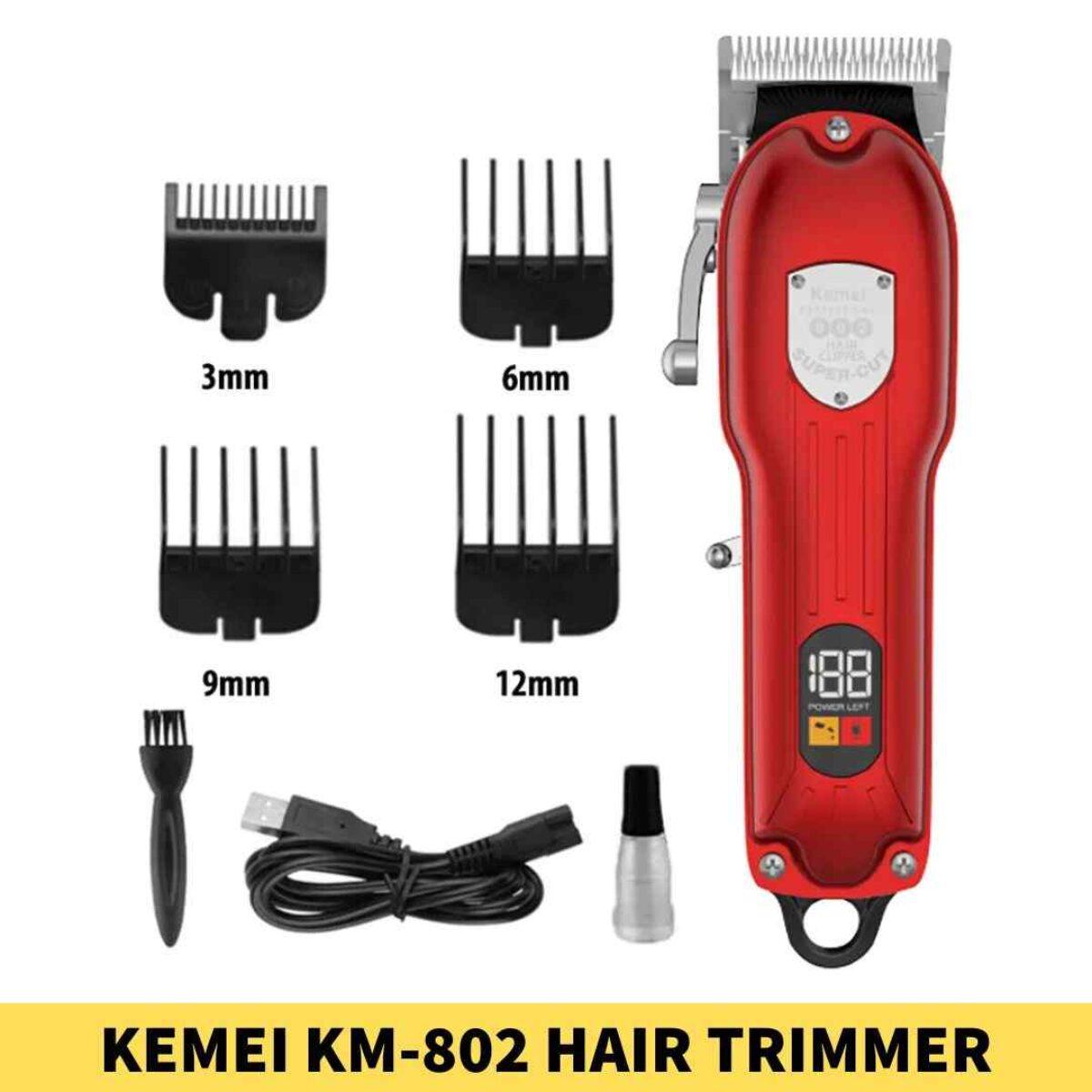 Kemei 802 Professional Electric Hair Clipper for Men – Rechargeable, Adjustable Blade, 1800mAh Lithium Battery — image 4
