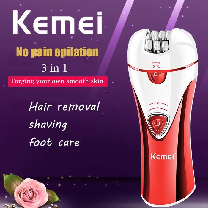 Kemei KM-1207 Hair Removal Machine – 3 in 1 for Women – Stainless Steel – 220-240 Volts