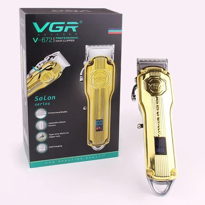 V-672 – Professional Cordless Hair Clipper from VGR, Rechargeable, Gold/Silver — image 4