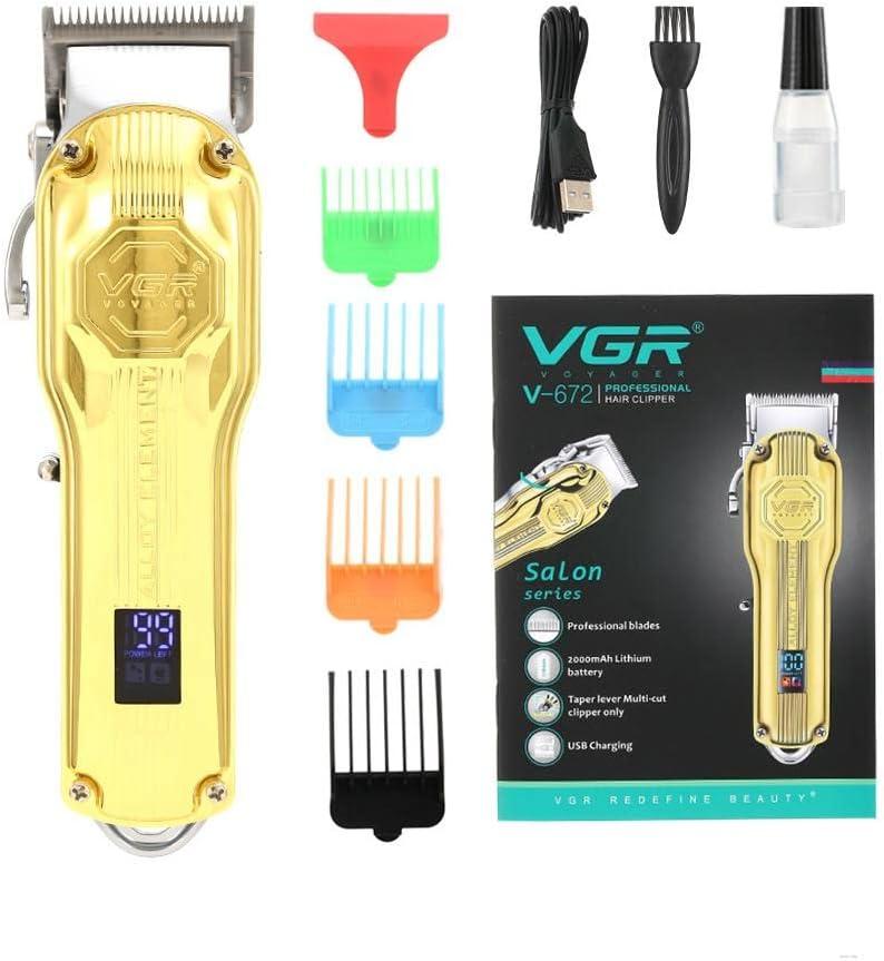 V-672 – Professional Cordless Hair Clipper from VGR, Rechargeable, Gold/Silver