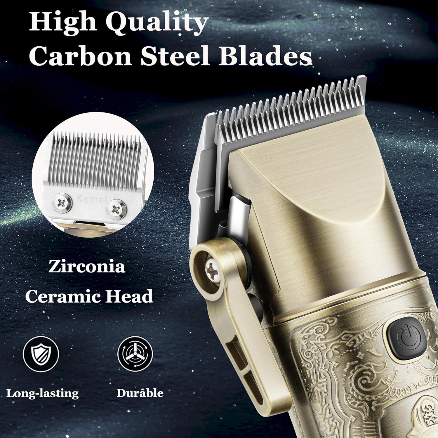 KEMEI KM-2235 Professional Electric Hair Clipper for Men – 3 in 1 for Hair Clipping, Beard Trimming and Finishing, LED Screen, Rechargeable, Gold Color — image 4