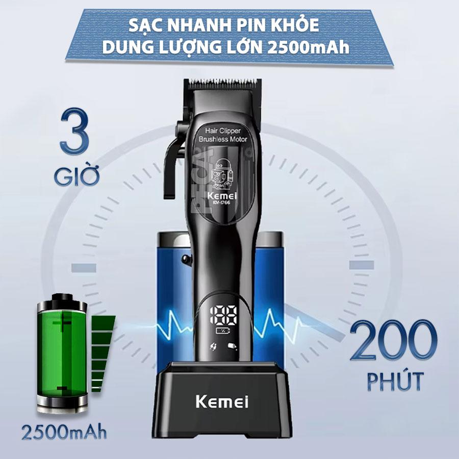 Kemei KM-1766 Professional Electric Hair Clipper for Men Rechargeable – 8 Preset Combs — image 5