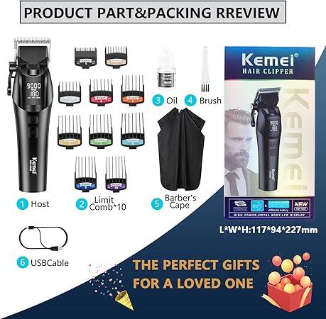 KM-1858 – Professional Electric Hair Clipper for Men, USB Rechargeable, LED Screen, Multi-Purpose — image 2