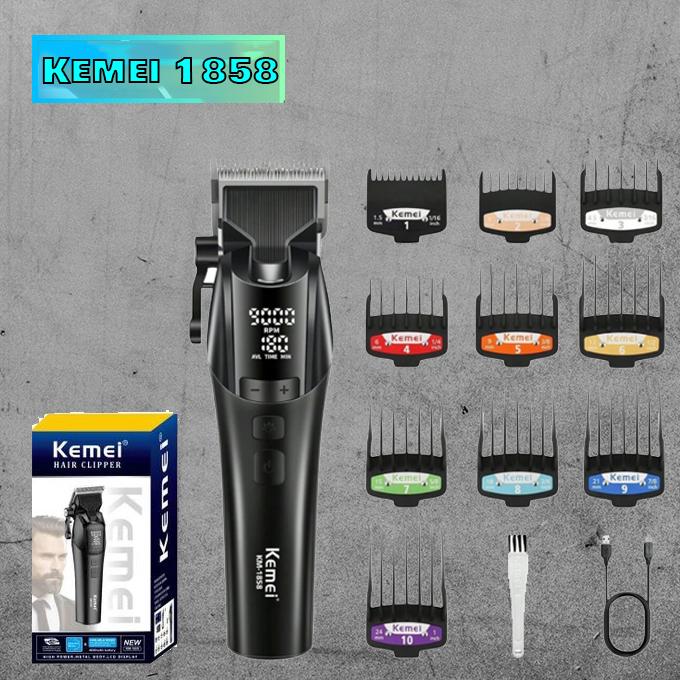 KM-1858 – Professional Electric Hair Clipper for Men, USB Rechargeable, LED Screen, Multi-Purpose
