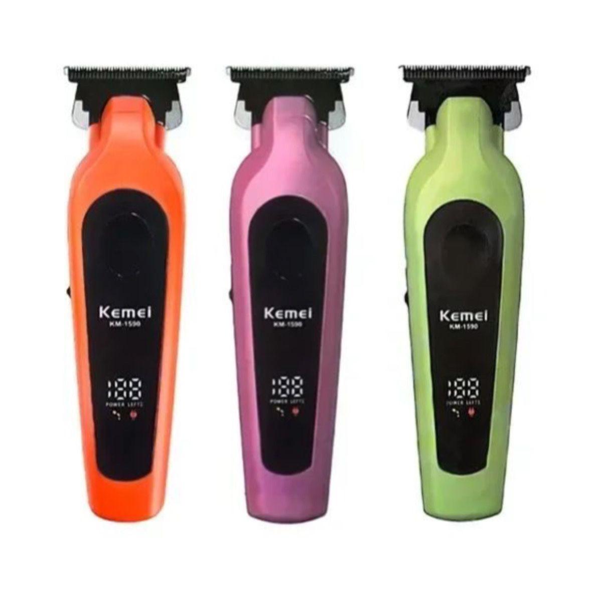 Kemei 1590 – Professional Electric Hair Clipper for Men, Cordless, Multi-Purpose, Waterproof IPX5, Digital Screen, Stainless Steel Blades