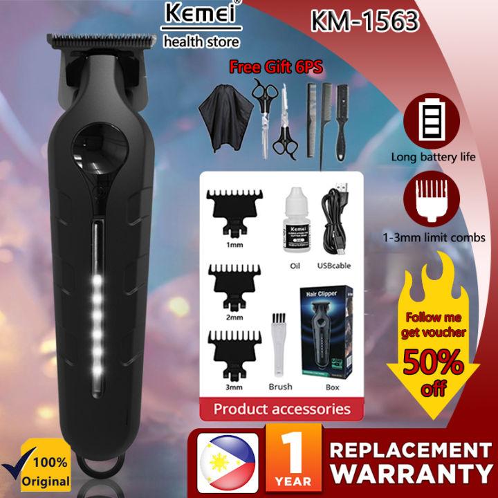 Kemei KM-1563 Electric Hair Clipper for Men – 7200 RPM, 3 Combs, Continuous Lighting, 3-Hour Operation