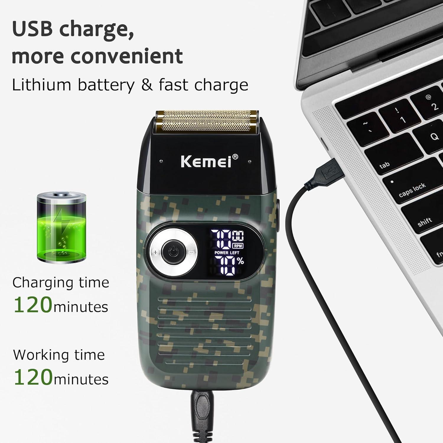 Kemei KM-2027 Rechargeable 2in1 Electric Hair Clipper for Men – Stainless Steel Blade — image 2