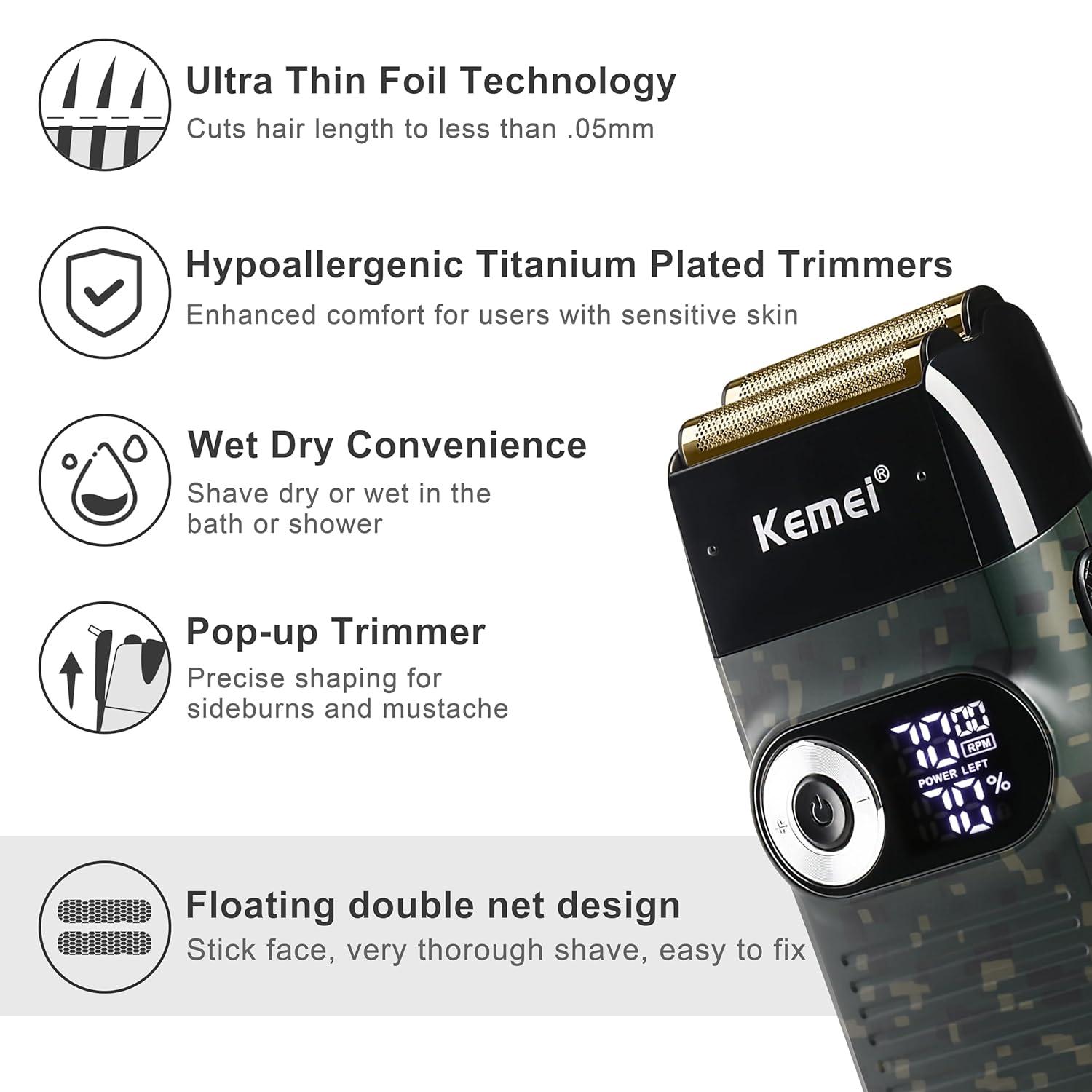 Kemei KM-2027 Rechargeable 2in1 Electric Hair Clipper for Men – Stainless Steel Blade — image 4
