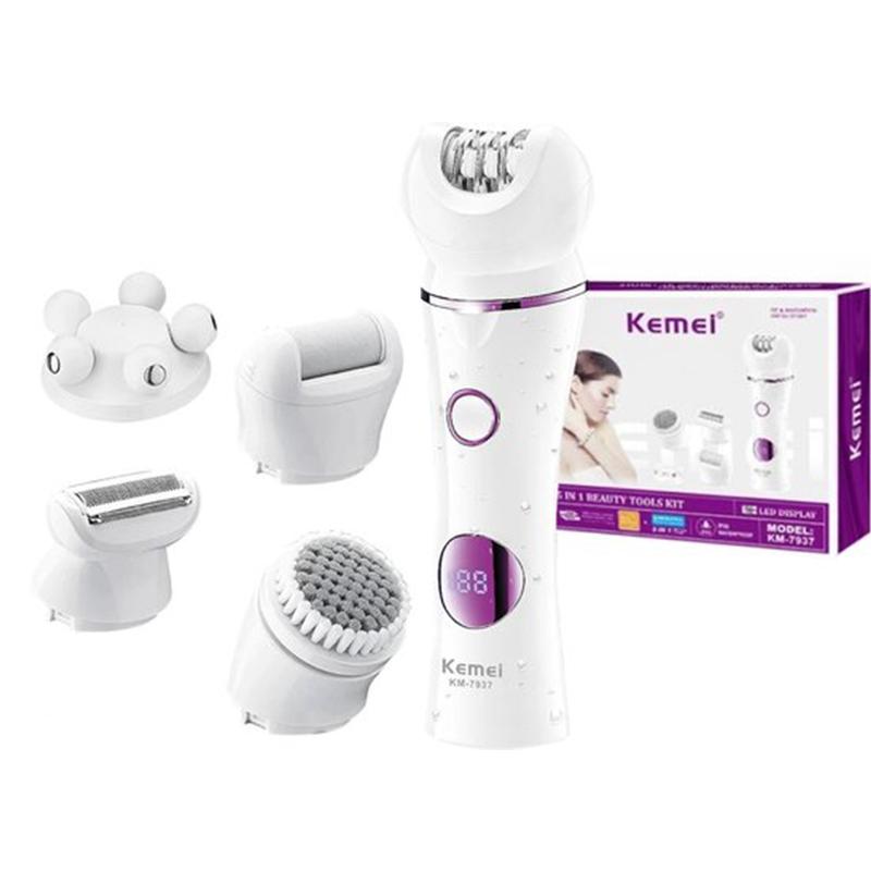 Kemei KM-7937 Hair Removal Machine – Multi-Function 5 in 1, Portable and Rechargeable