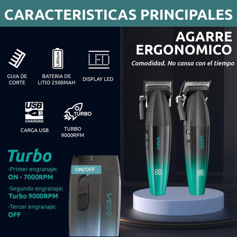 V-003 – Professional Electric Hair Clipper for Men Rechargeable – 9000 RPM, Ceramic Blades, LED Screen — image 4