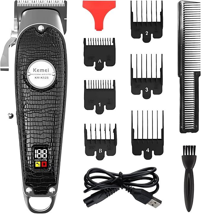 KM-K52S – Professional Electric Hair Clipper for Men Rechargeable, Black, from Kemei, 2000mAh Battery — image 2