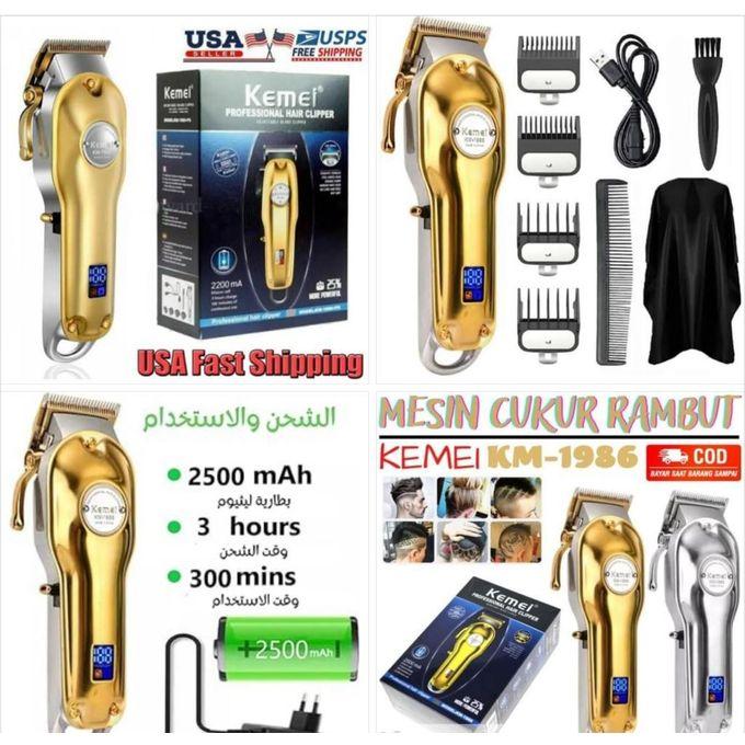 Kemei KM-1986 Professional Electric Hair Clipper for Men - 5 Heads, Rechargeable, Corded and Cordless Operation — image 5